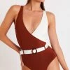 Maillot De Bain 1 Pièce Bi-couleur Marron Et Blanc MARIETA AUKANA -Funky Trunks Soldes 20e marieta corales 41n38 dev