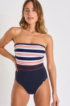 Maillot De Bain 1 Pièce Bustier Marine à Rayures ISABEL BERKANE
